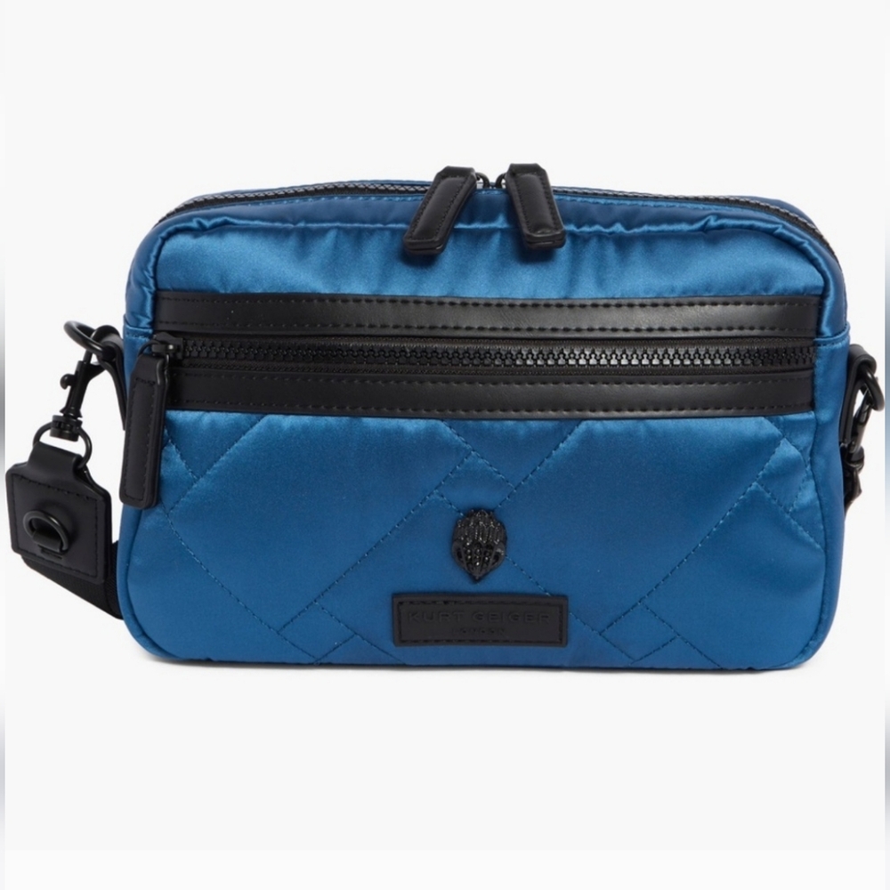 NWT- KURT GEIGER London Med Quilted Nylon Denim Blue Crossbody Bag